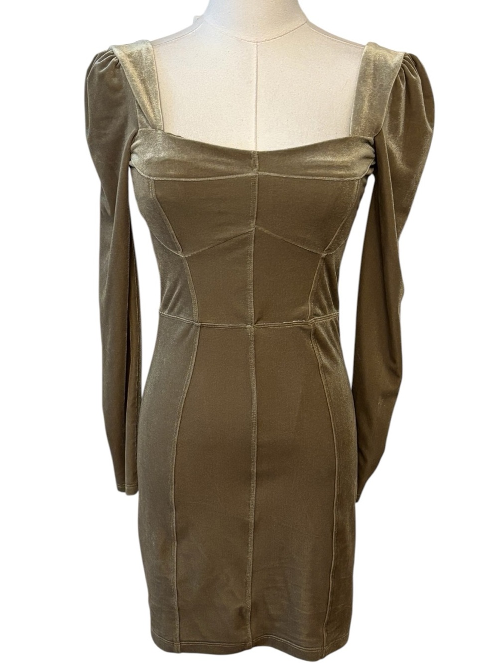 Urban Outfitters Green Velvet Bodycon Mini Dress Size XS